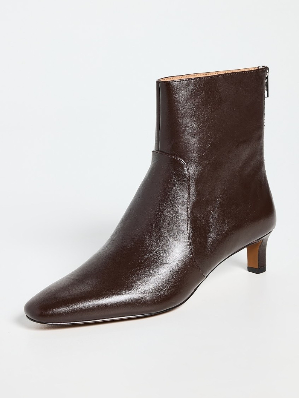 Madewell "The Dimes" Kitten-Heel Ankle Boot - Espresso/Dark Brown Leather